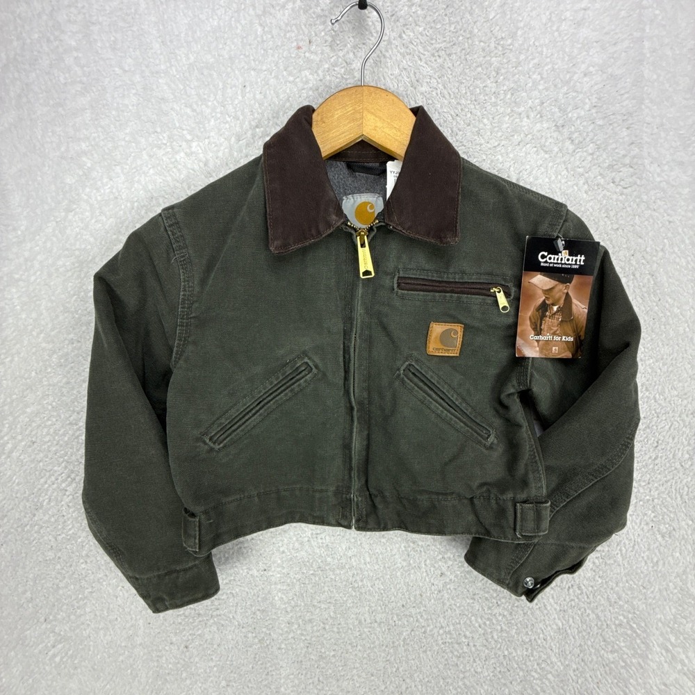 Carhartt Detroit Jacket Fleece Lined Youth XS (4/5) YYJ97 MOS Moss Green NWT NOS